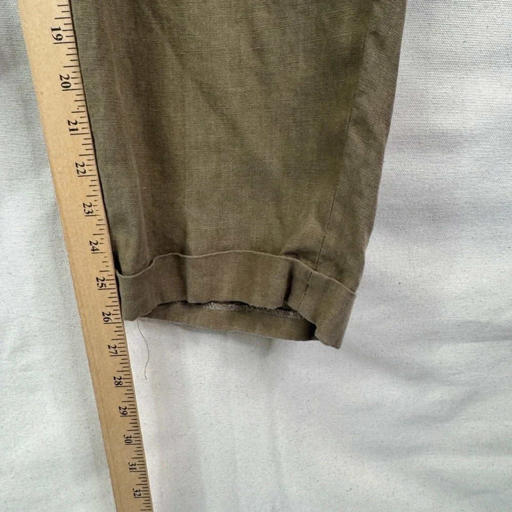 Polo Ralph Lauren Pants 32x26 Brown/Green Pleated 100% Linen Cuffed Old Money